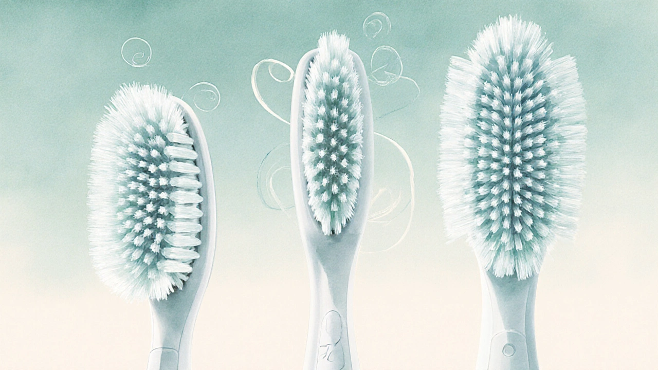 Ilustrace tří modelů kartáčků Curaprox – 5460, 0560 a 0460 – ukazující různé velikosti hlavy a počet štětin.