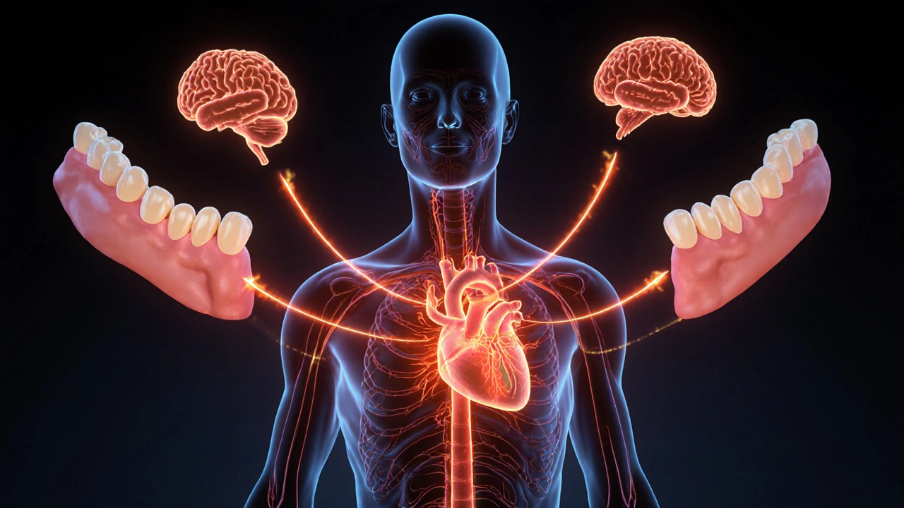 Krevní cesty spojují zánět dásní s srdcem, mozkem a placentou.
