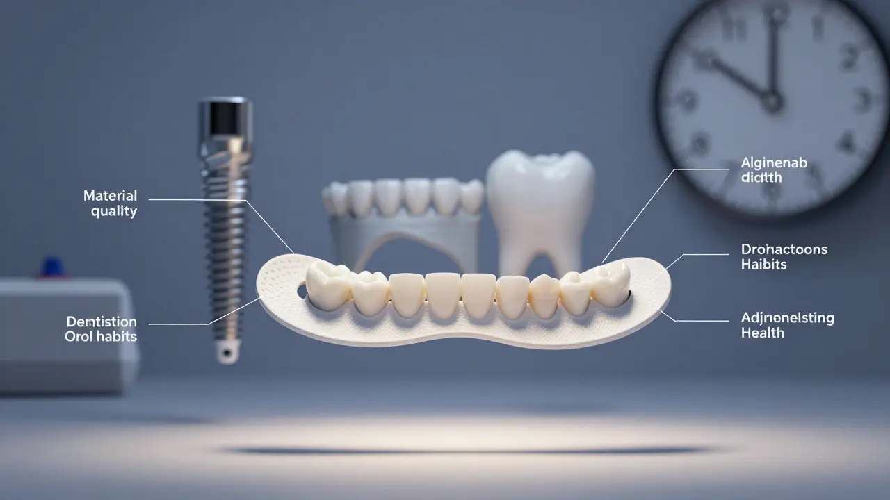 Adhezivní můstek visící ve vzduchu, s významnými faktory ovlivňujícími jeho trvanlivost a náklady.