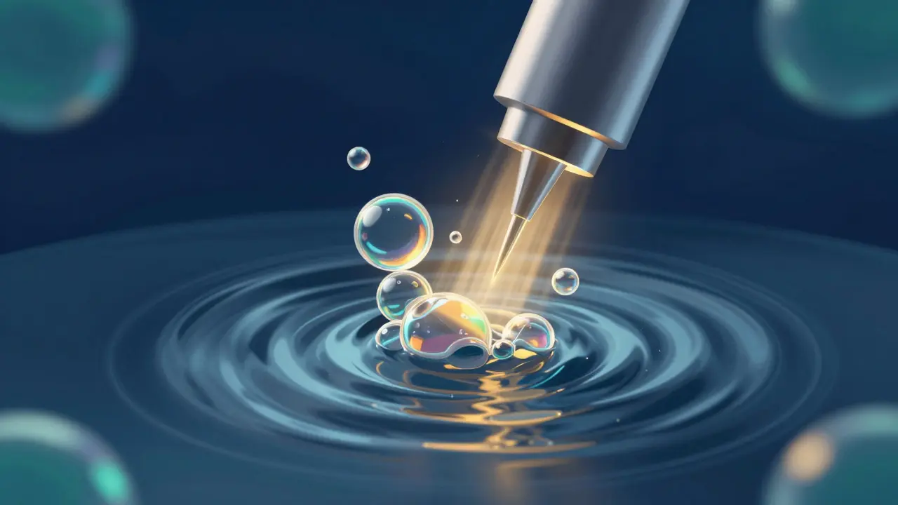 Abstraktní vizualizace ultrazvukových bublinek