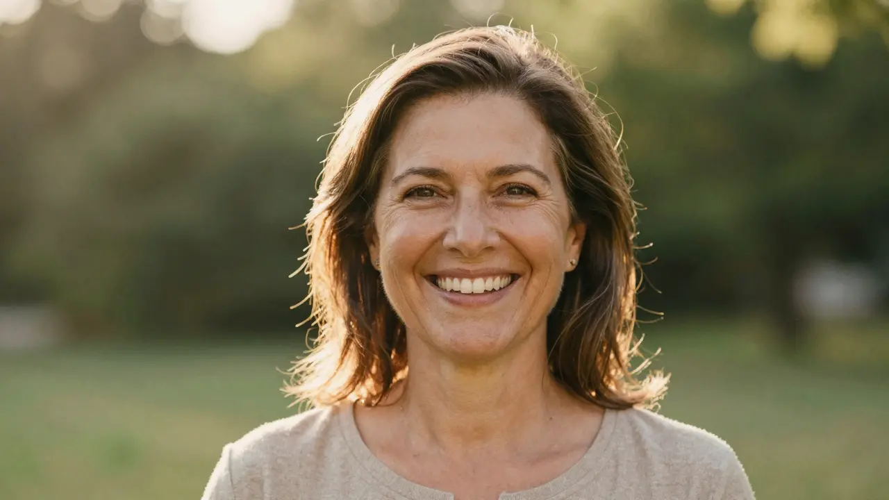 Úsměv zdravého člověka po domácí péči o zuby