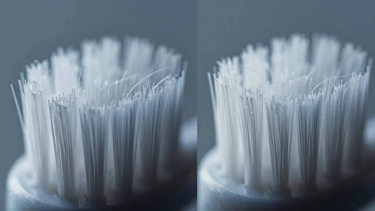 Makro pohled na jemné štětiny profesionálního kartáčku