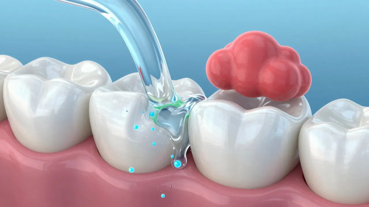 Koncept remineralizace zubů fluoridem a slinami