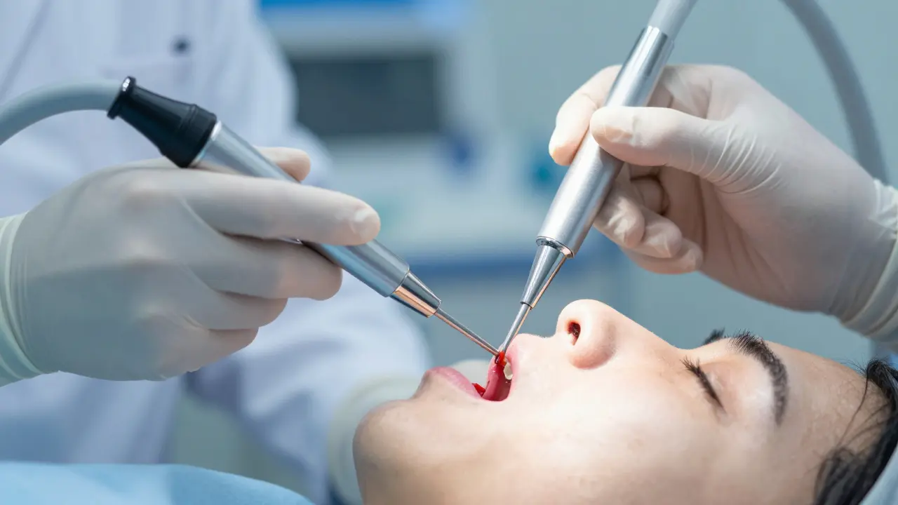 Lékař provádí gastrofibroskopii k diagnostice problémů s polykáním.