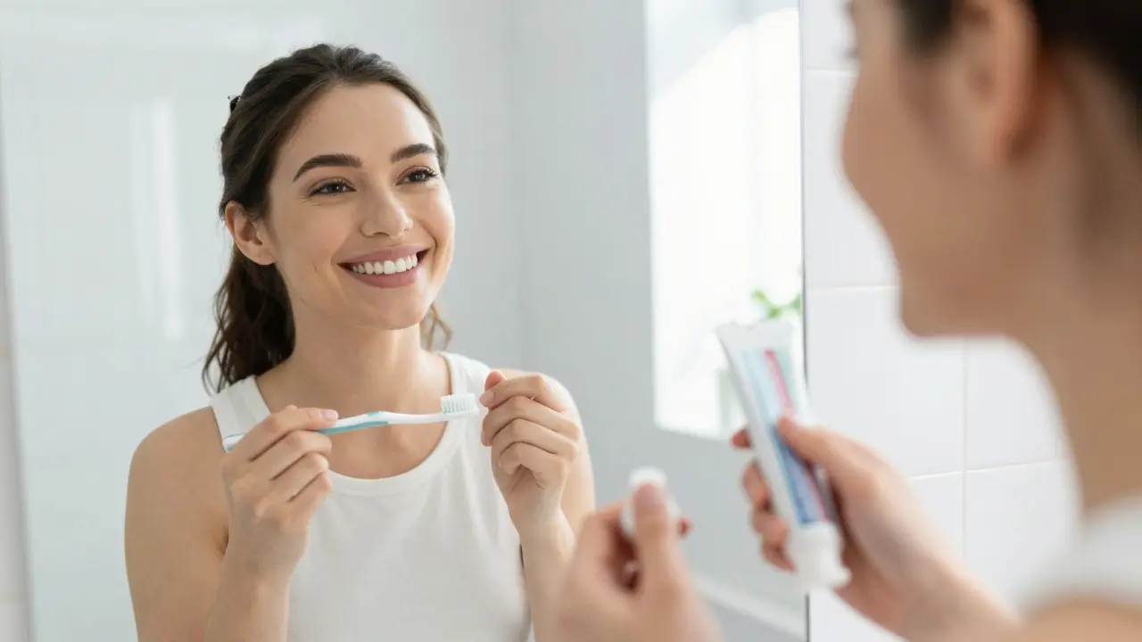 Úsměv s dokonalými zuby při péči o hygienu