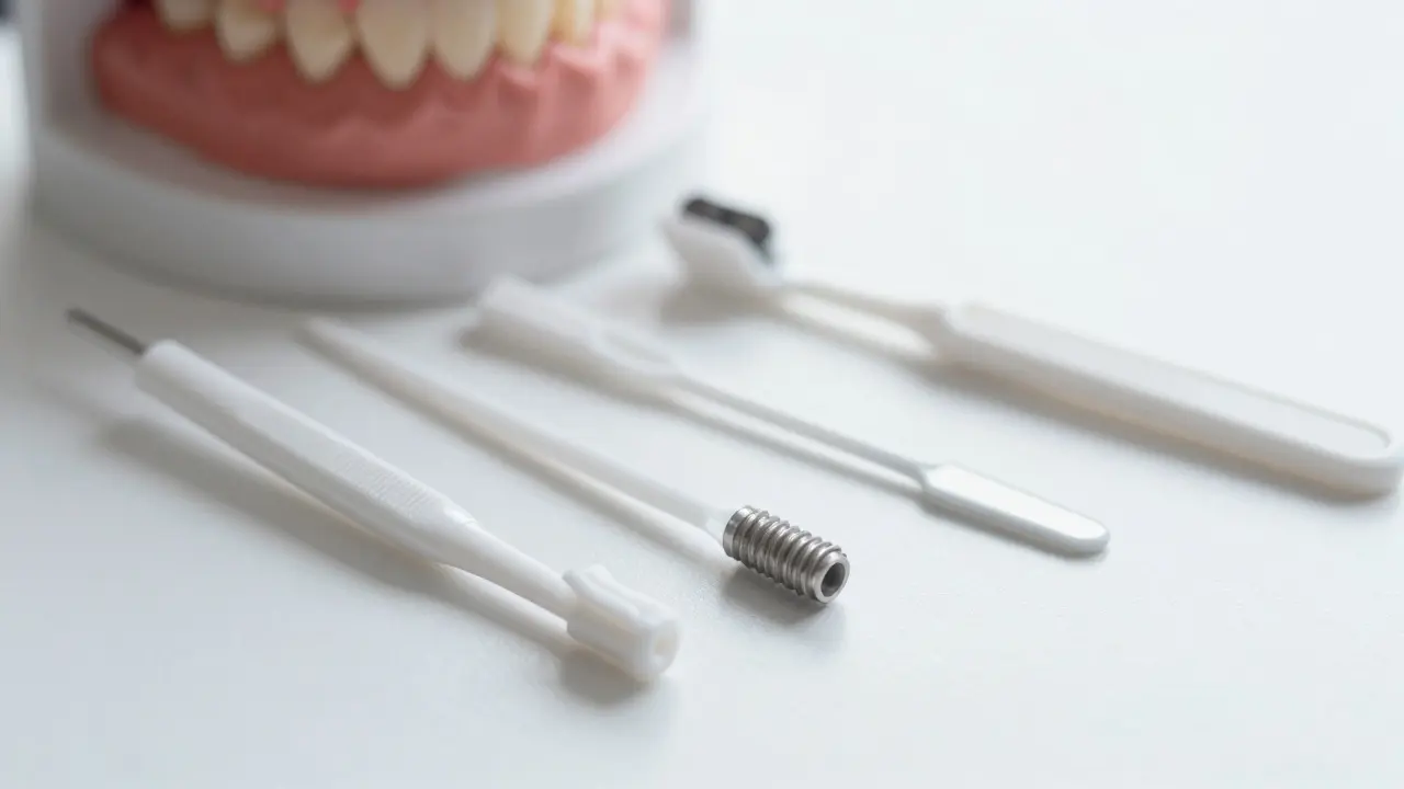 Hygienické pomůcky pro péči o zubní implantáty