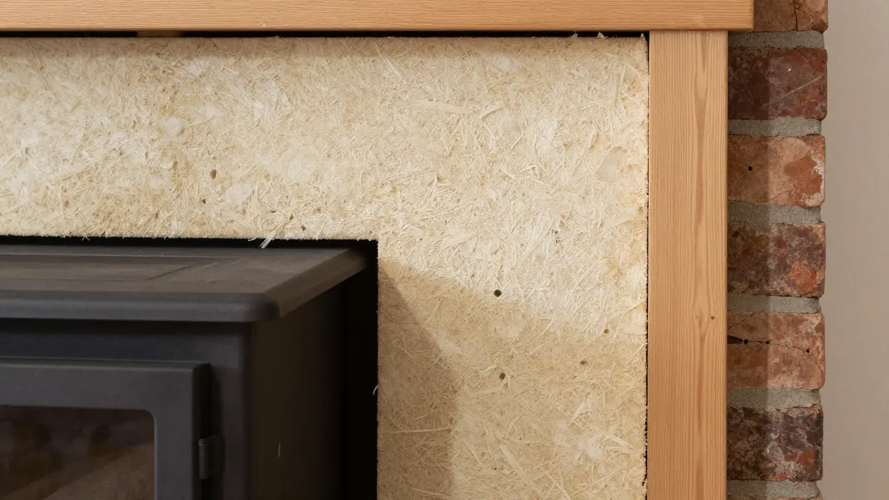 Detail instalace žáruvzdorné izolace mezi krbovými kamny a cihlovou zdí