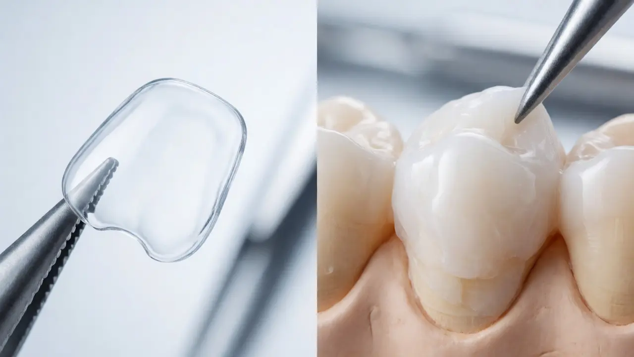 Porovnání tenké porcelánové fasety a kompozitního materiálu